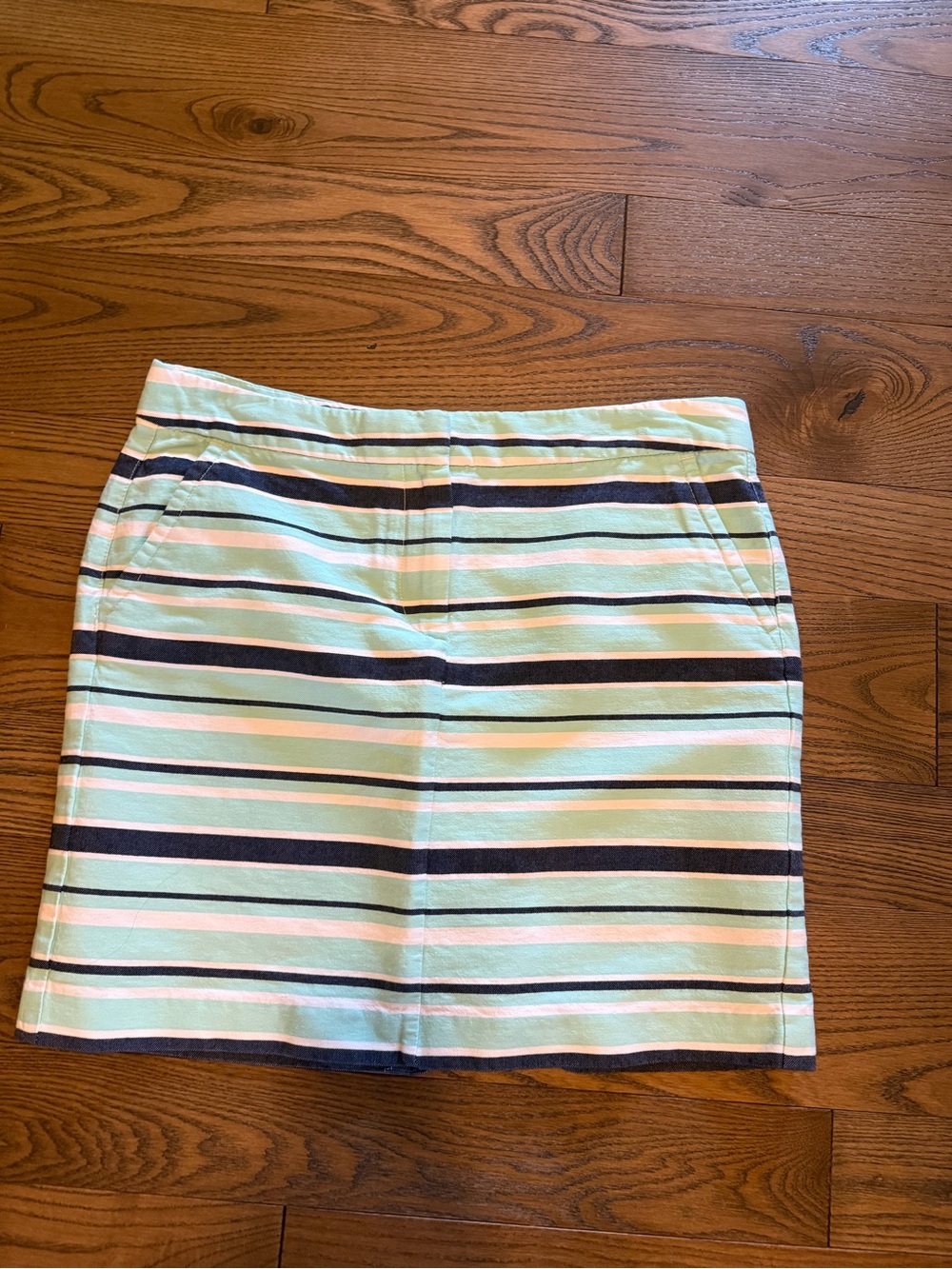 Tommy Hilfiger Mint, Navy and White Striped Mini Skirt